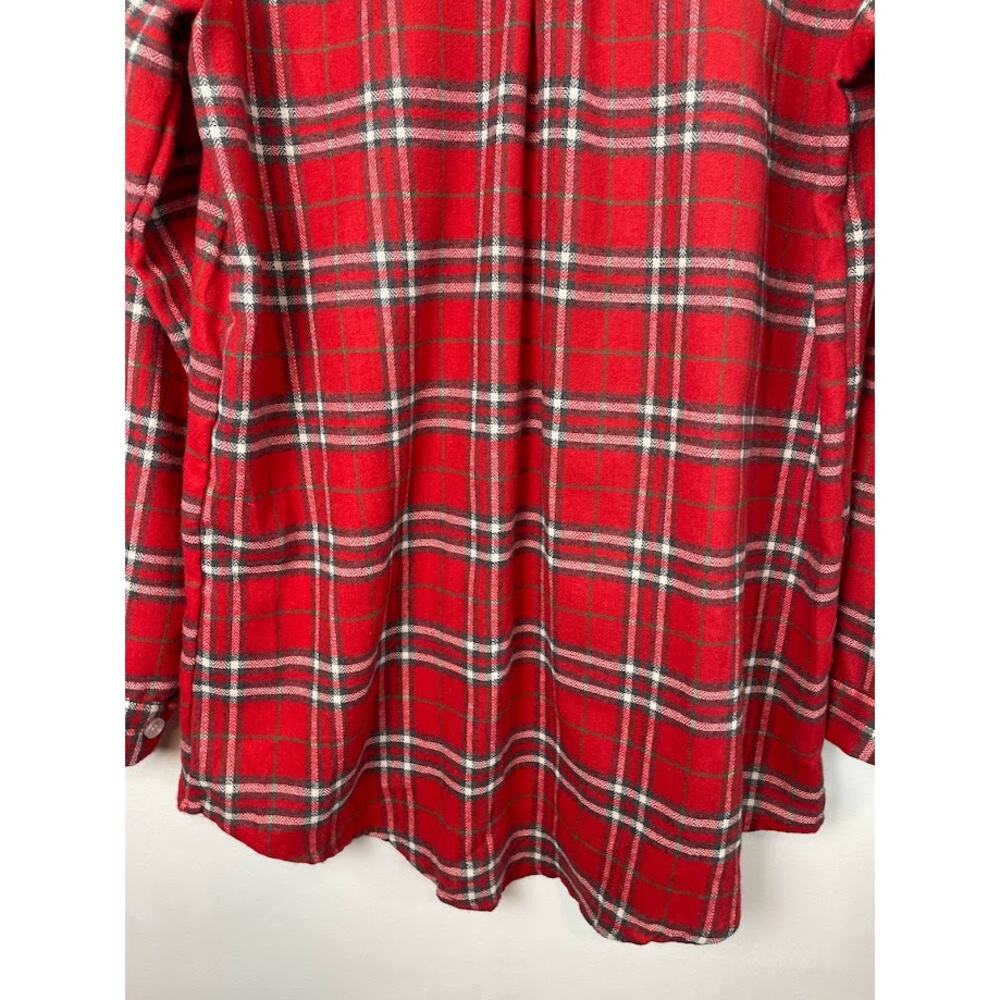 Red Flannel Shirt Womens Size Small Plaid Button Up Shirt Long Sleeve Knit‎ Top - Picture 9 of 16